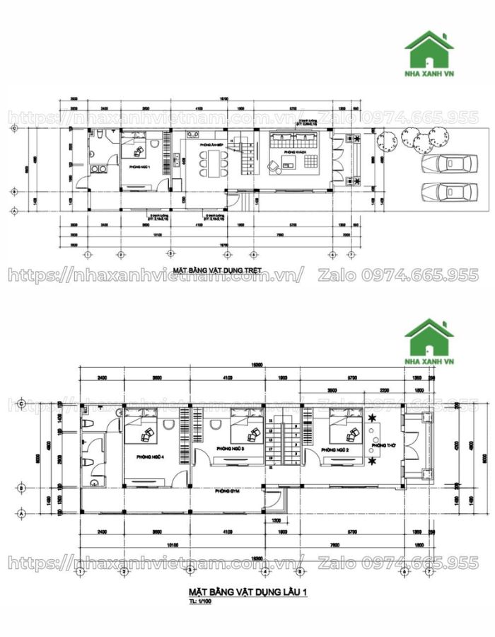Cách bố trí công năng mẫu nhà 6x18 2 tầng mái Thái