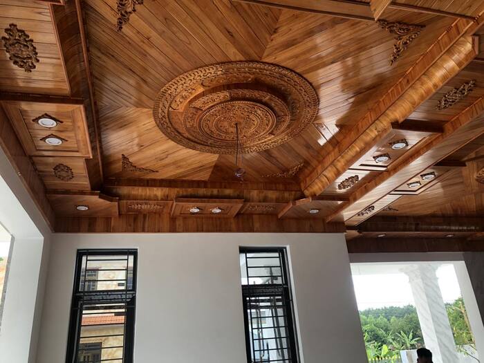 Chi tiết nội thất trần gỗ đẹp mắt