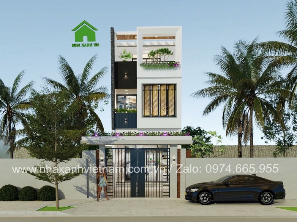 Mặt tiền 3D nhà 3 tầng 5x20