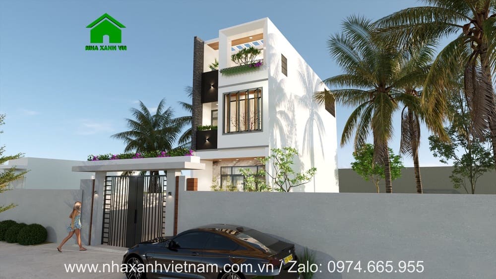 Mặt tiền góc nghiêng nhà lệch 3 tầng