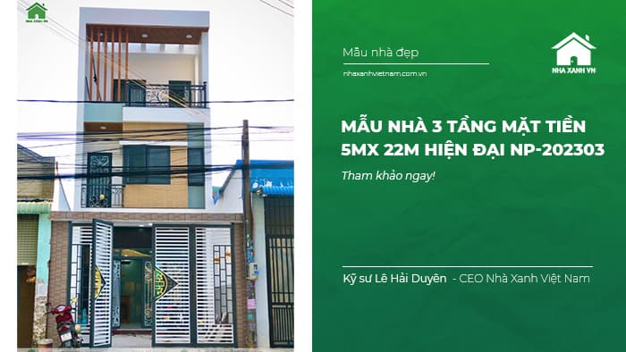 Mẫu nhà 3 tầng mặt tiền 5m x 22m Hiện Đại NP-202303 34 mau nha 3 tang mat tien 5m