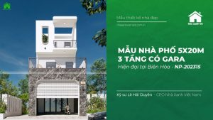Mẫu nhà phố 5x20m 3 tầng có Gara hiện đại NP-202315