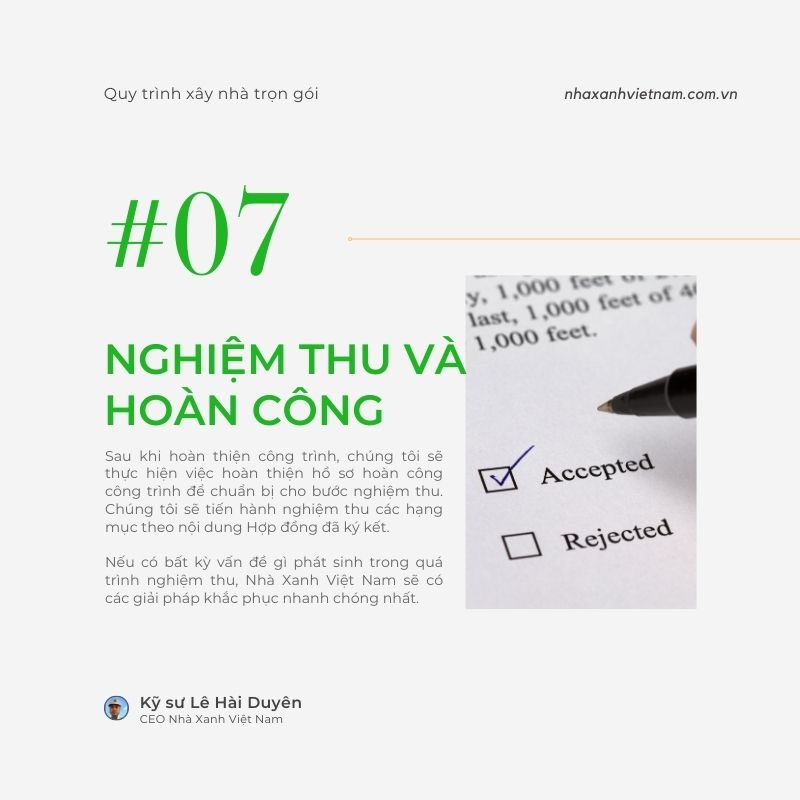 Bước 7: Nghiệm thu và hoàn công