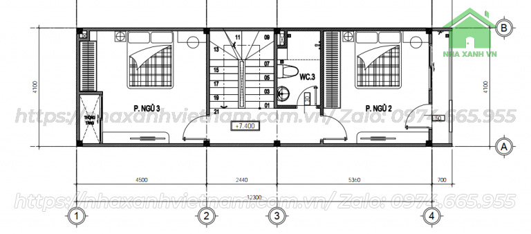 Bản vẽ tầng 2 nhà 1 trệt 1 lửng 2 lầu 1 sân thượng