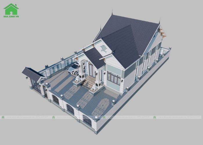 Thiết kế 3D nhà mái Thái 