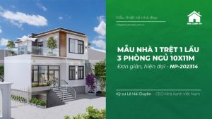 Mẫu nhà 1 trệt 1 lầu 3 phòng ngủ 10x11m hiện đại NP-202314