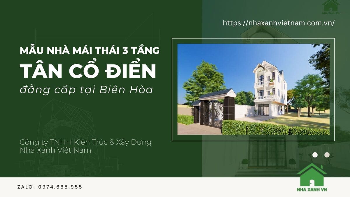 Mẫu nhà mái thái 3 tầng phong cách tân cổ điển