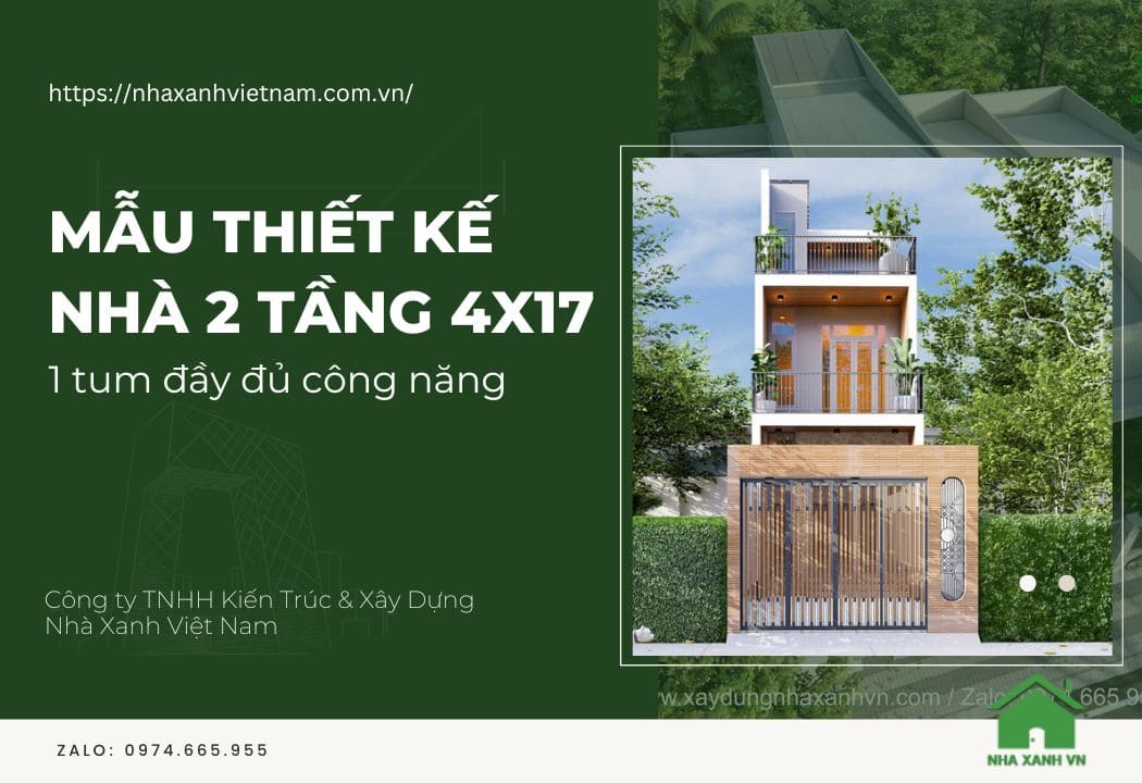 mẫu thiết kế nhà 2 tầng 4x17