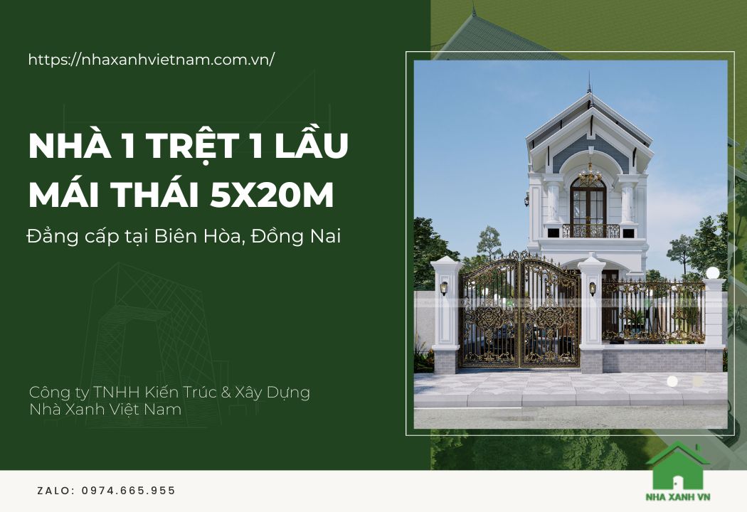nha-1-tret-1-lau-mai-thai-5x20-2 Mẫu nhà 1 trệt 1 lầu mái Thái 5x20m đẹp tại Biên Hòa