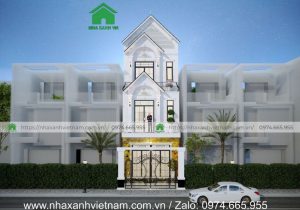 Mặt tiền mẫu thiết kế 3 tầng Tân Cổ Điển 5x20m