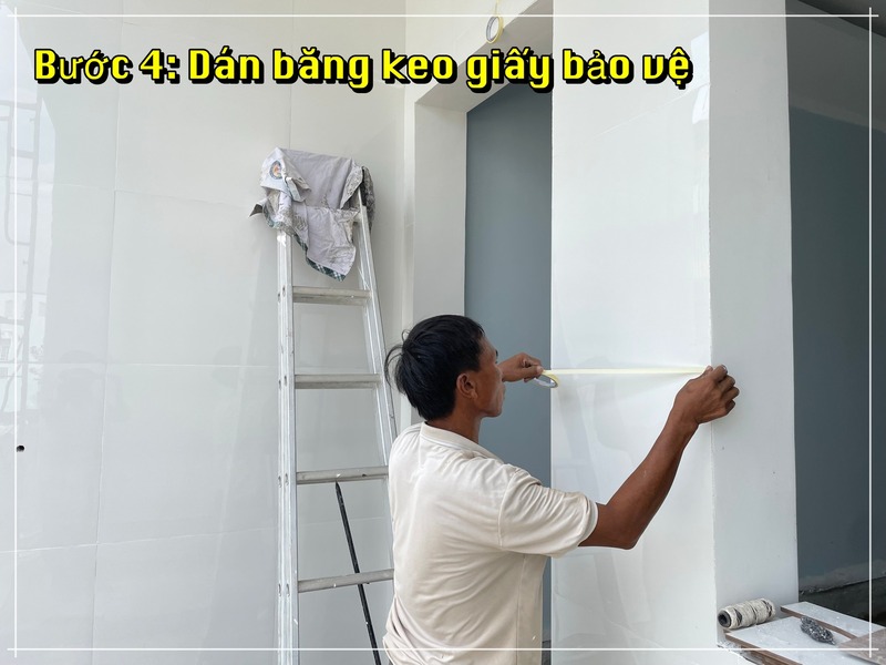 Dán băng keo giấy bảo vệ cho bề mặt ron