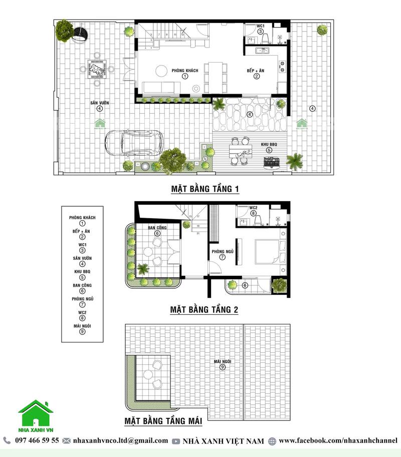 Bản vẽ công năng mẫu biệt thự nhà vườn 2 tầng