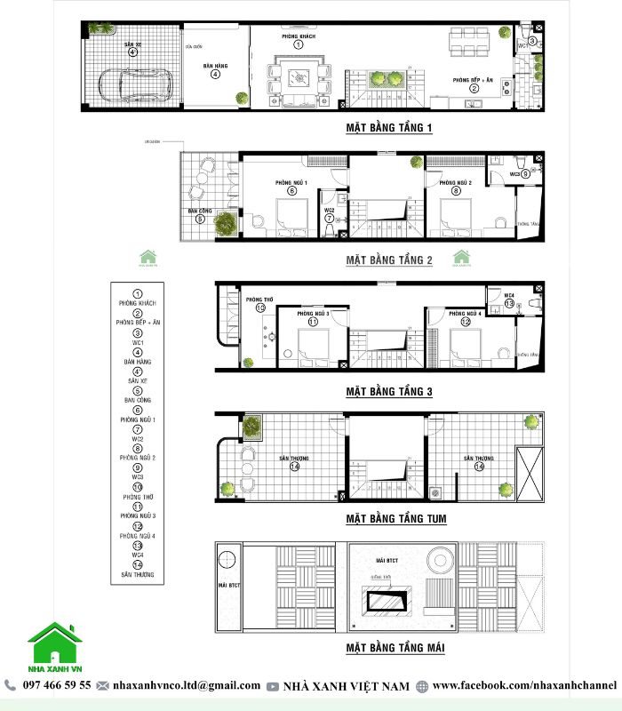 Cách bố trí công năng các tầng của căn nhà phố 3 tầng 1 tum 5x20 phong cách Wabi Sabi