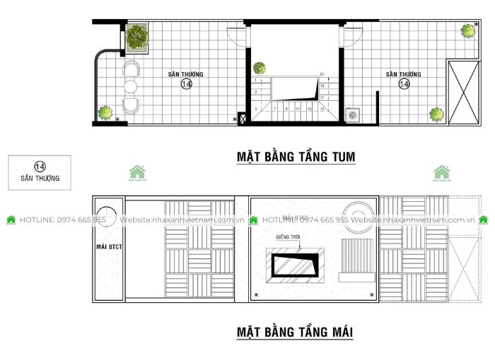Bản vẽ tầng Tum mẫu thiết kế nhà 4x20m 3 tầng hiện đại tại Biên Hòa 