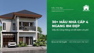 30+ Mẫu nhà Cấp 4 ngang 8m Đẹp, đầy đủ Công Năng