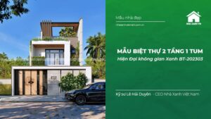 biệt thự 2 tầng 1 tum hiện đại