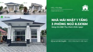 Nhà mái Nhật 1 Tầng 3 phòng ngủ 8.5x16m sang như Biệt Thự