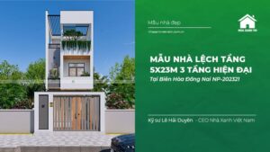 Mẫu nhà Lệch tầng 5x23m 3 tầng Hiện Đại NP-202321