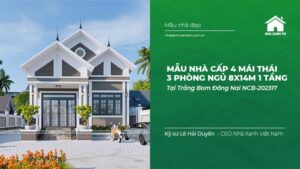nhà cấp 4 mái thái 3 phòng ngủ 8x14m