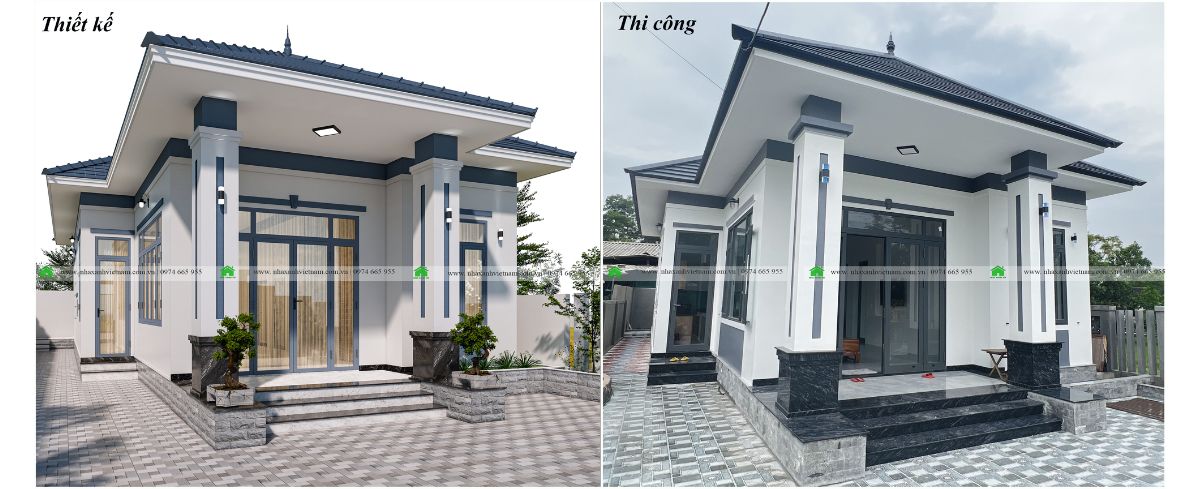 Hình so sánh 3D thiết kế với thực tế thi công - view 2