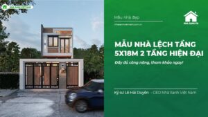Mẫu nhà Lệch tầng 5x18m 2 tầng hiện đại
