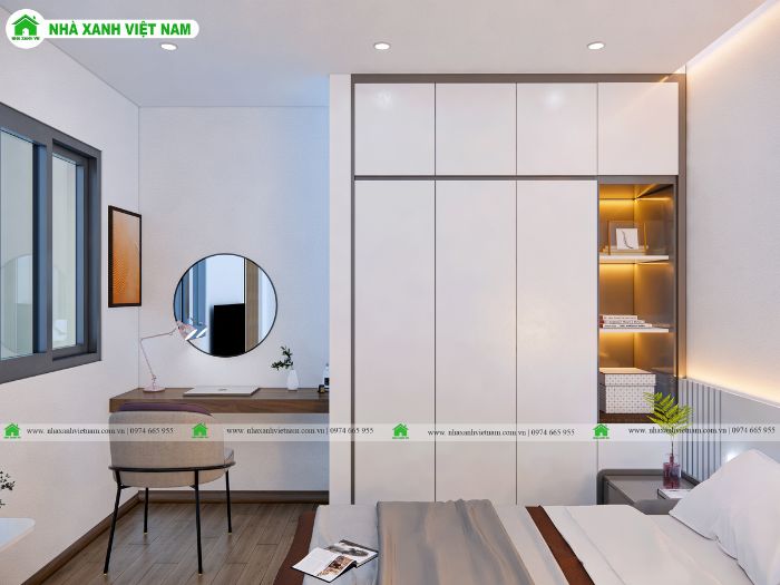 Ý tưởng thiết kế phòng ngủ nhà cấp 4 gác lửng 5x20m - view 3