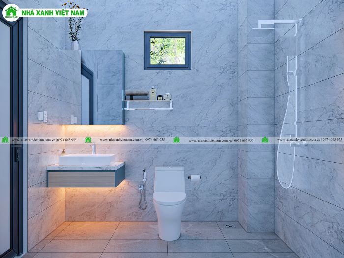 Ý tưởng thiết kế phòng vệ sinh hiện đại cho nhà cấp 4 gác lửng