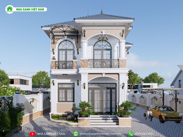 Phối cảnh 3D mẫu biệt thự 2 tầng mái Nhật 7x14m tại Biên Hòa - view 8