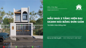 Mẫu nhà 2 tầng Hiện Đại 5x20m mái Bằng đơn giản đẹp