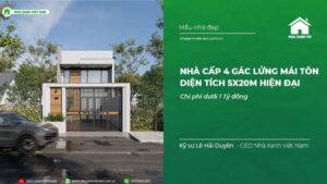 Nhà cấp 4 gác lửng mái tôn 5x20m hiện đại