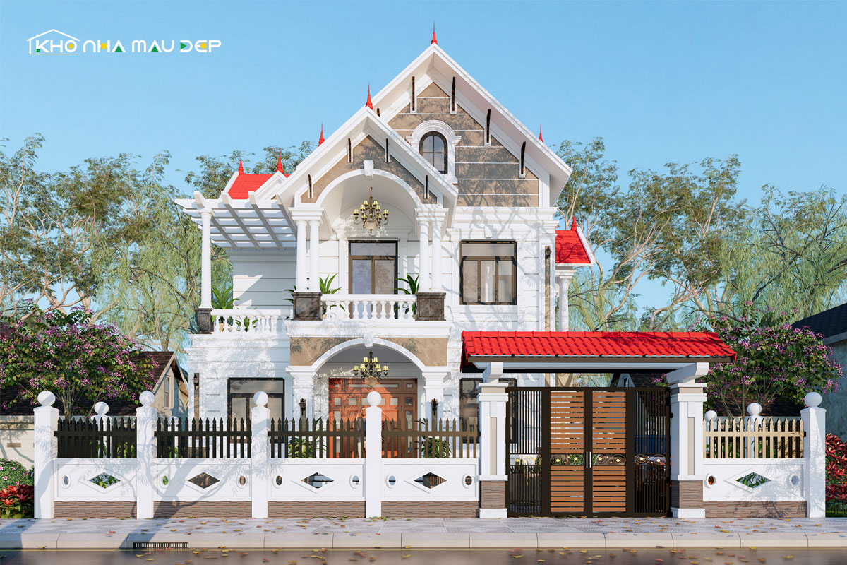 6+ Mẫu nhà 2 tầng mái Thái 500 triệu đẹp được yêu thích thất 7 Mẫu nhà 2 tầng mái Thái 500 triệu thiết kế theo phong cách hiện đại, nổi bật với phần mái Thái đỏ