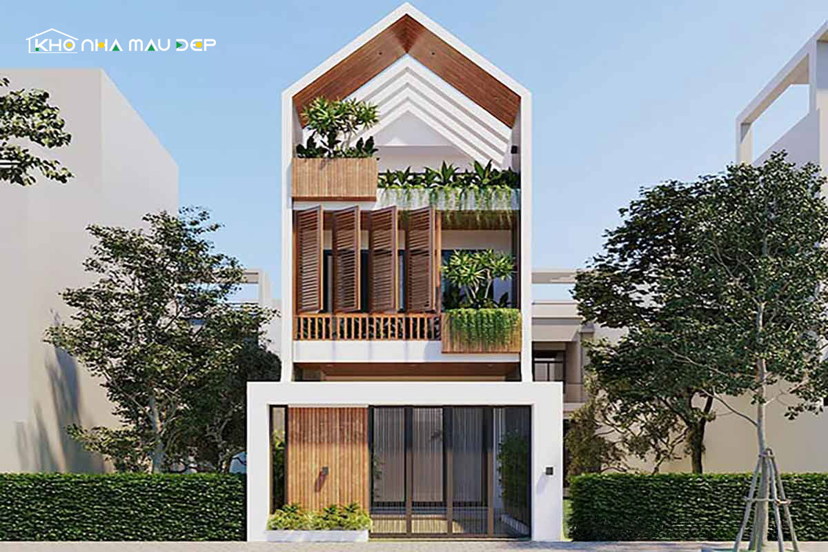 6+ Mẫu nhà 2 tầng mái Thái 500 triệu đẹp được yêu thích thất 11 Tầng tum của của nhà 2 tầng mái thái được tận dụng làm khu vực trồng cây