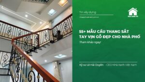 Mẫu cầu thang Sắt tay vịn Gỗ