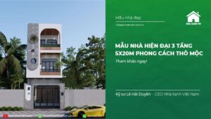 Mẫu nhà hiện đại 3 tầng 5x20m phong cách Thô Mộc NP3T-2 10 Mẫu nhà hiện đại 3 tầng 5x20m tại Biên Hòa Đồng Nai mang dấu ấn hiện đại, kết hợp các điểm nhấn thiên nhiên vào trong thiết kế