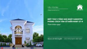 Biệt thự 2 tầng mái Nhật 8.8mx17m phong cách Tân Cổ Điển NXBT-2T-9