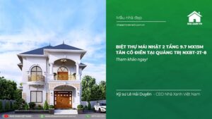 Mặt tiền 3D Biệt thự mái Nhật 2 tầng 9.7 mx15m Tân Cổ Điển