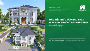 Mẫu biệt thự 2 tầng mái Nhật 13.6x15.2m 5 phòng ngủ NXBT-2T-12