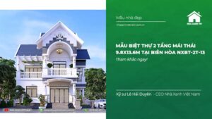 Mẫu biệt thự 2 tầng mái Thái 9.8x13.6m tại Biên Hòa NXBT-2T-13