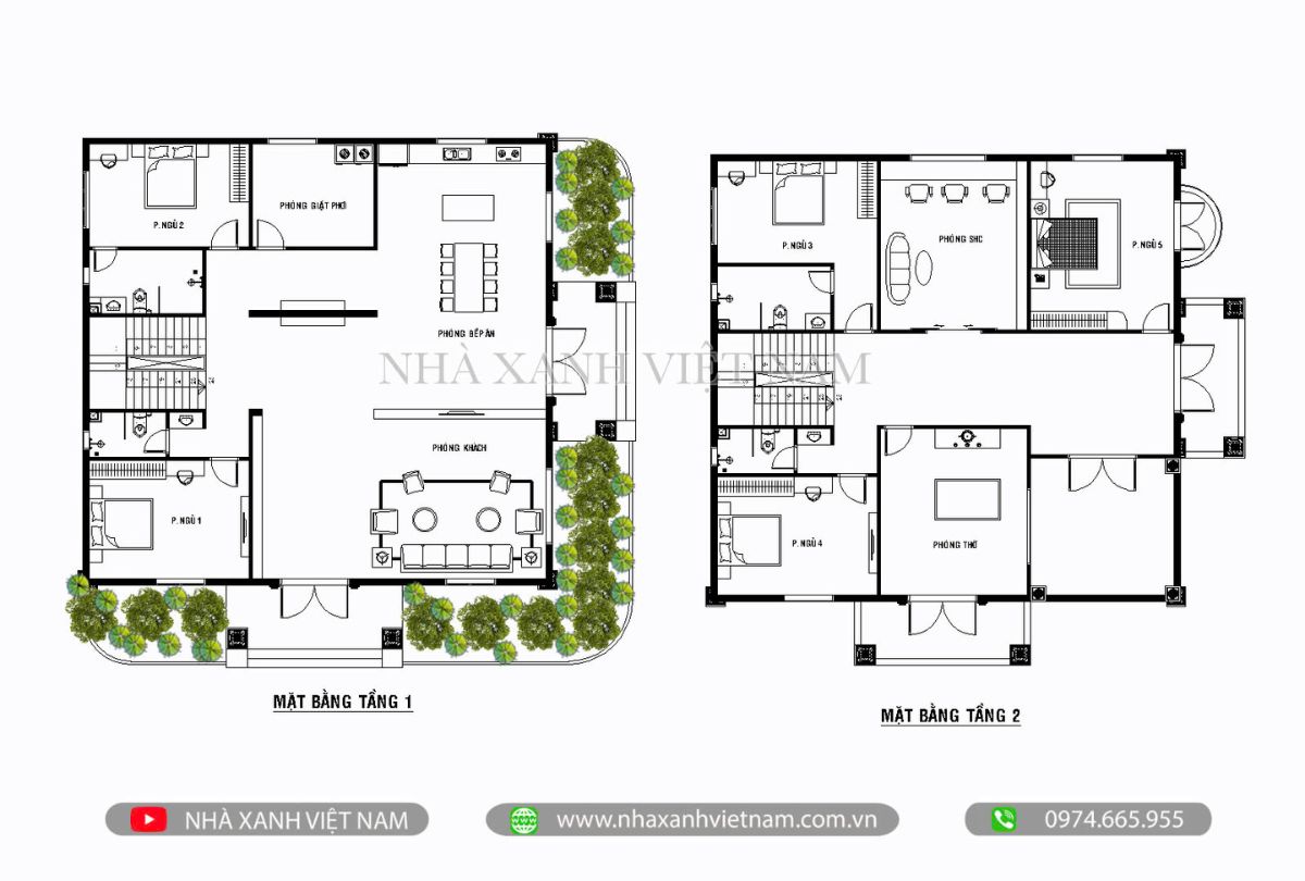 Mẫu biệt thự 2 tầng mái Nhật 13.6x15.2m 5 phòng ngủ NXBT-2T-12 8 Công năng 2 tầng mẫu biệt thự mái Nhật 13.6x15.2m