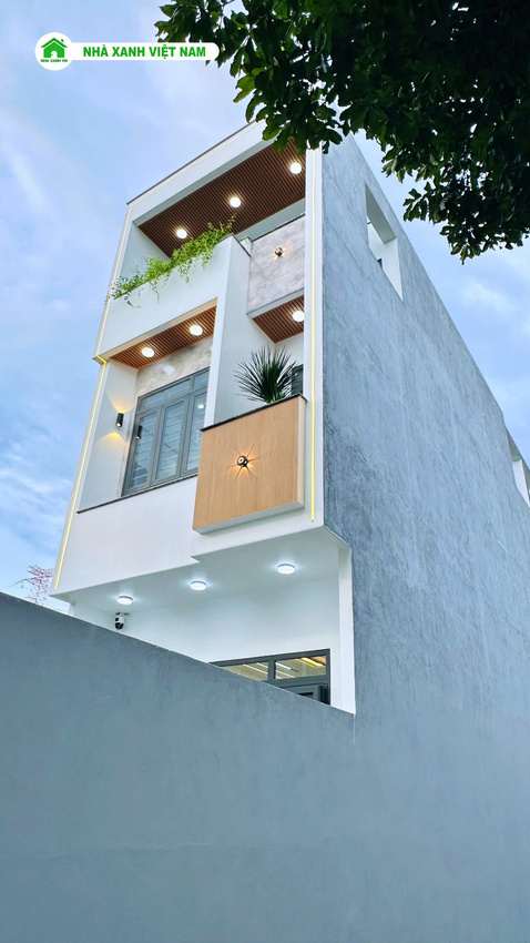 Hình ảnh hoàn thiện  nhà phố 3 tầng mái bằng 4x21m - view mặt tiền từ phải qua