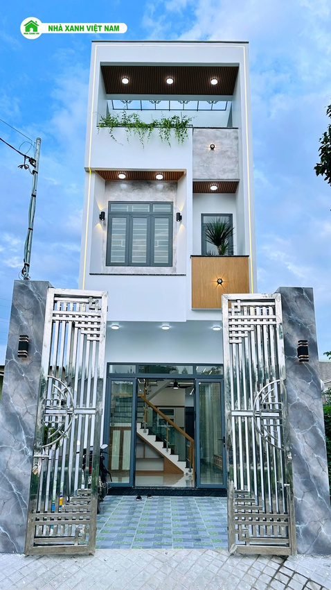 Hình ảnh hoàn thiện  nhà phố 3 tầng mái bằng 4x21m - view mặt tiền chính diện 