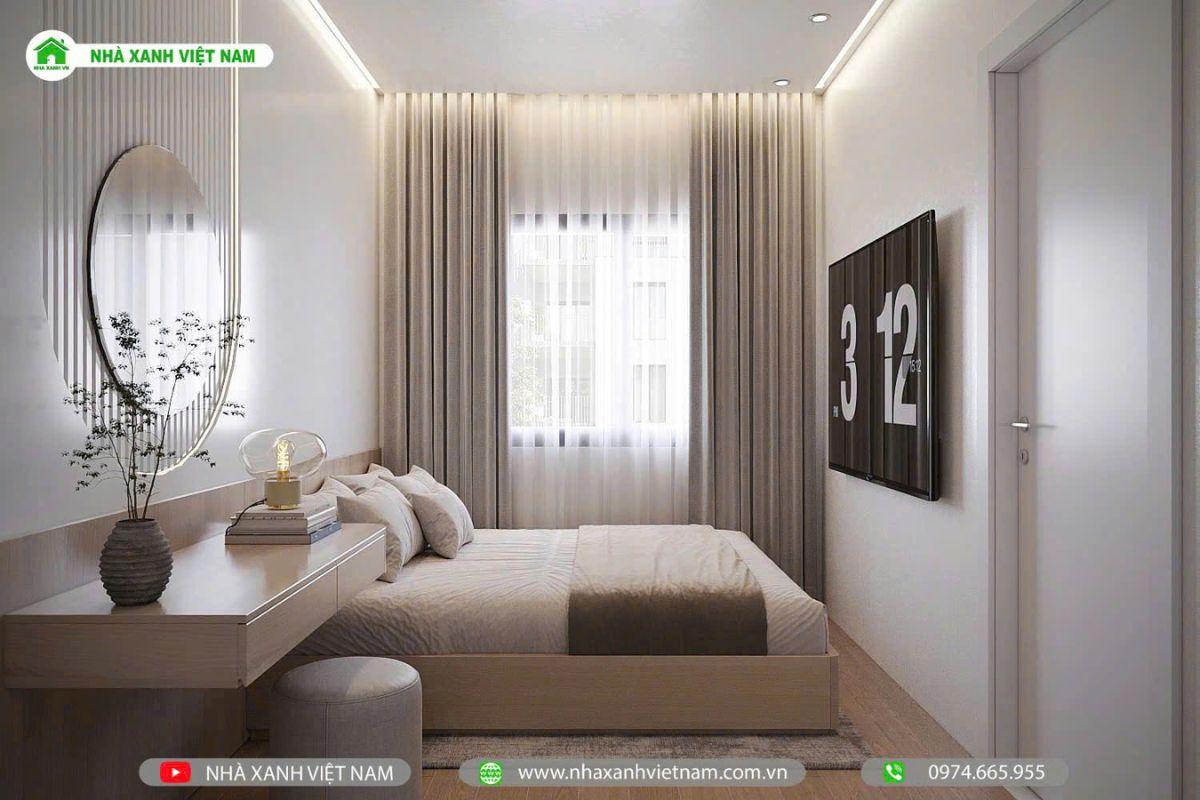 Mẫu Nhà 2 Tầng Hiện Đại Đẹp 4x20m tại Biên Hòa - NP2T-NX-9 27 3D phòng ngủ nhà 2 tầng hiện đại - view 1