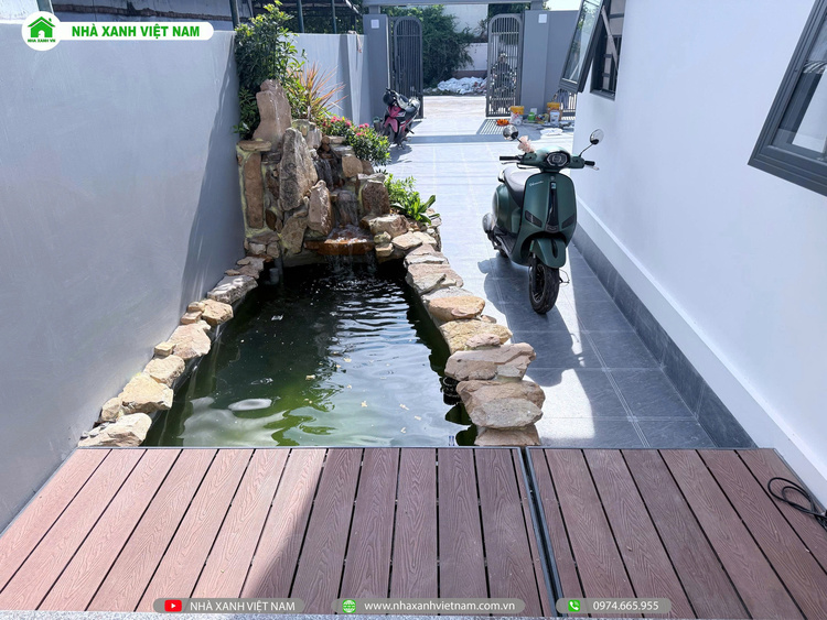 Mẫu Nhà cấp 4 sân vườn đẹp 8x22m 3 phòng Ngủ NCB-202501 138 Chi tiết hoàn thiện phần tiểu cảnh trong sân vườn - 3