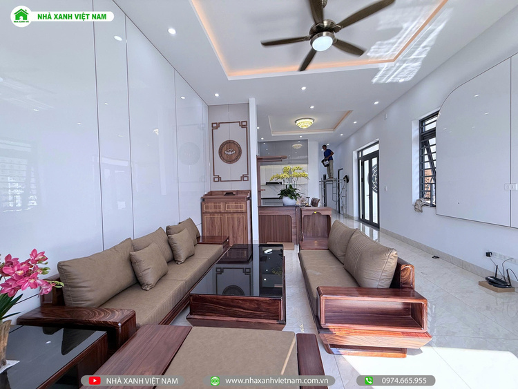 Mẫu Nhà cấp 4 sân vườn đẹp 8x22m 3 phòng Ngủ NCB-202501 140 Chi tiết hoàn thiện phòng khách - view 1