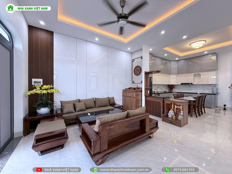 Mẫu Nhà cấp 4 sân vườn đẹp 8x22m 3 phòng Ngủ NCB-202501 141 Chi tiết hoàn thiện phòng khách - view 2