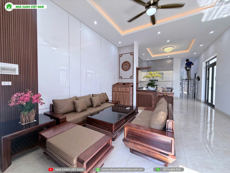 Mẫu Nhà cấp 4 sân vườn đẹp 8x22m 3 phòng Ngủ NCB-202501 142 Chi tiết hoàn thiện phòng khách - view 3