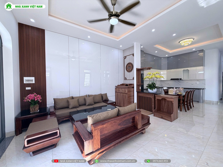 Mẫu Nhà cấp 4 sân vườn đẹp 8x22m 3 phòng Ngủ NCB-202501 146 Chi tiết hoàn thiện phòng khách - view 6