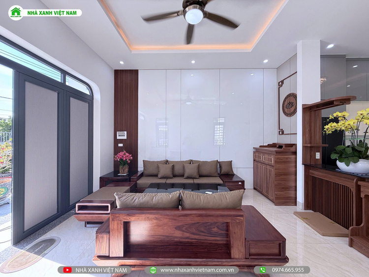 Mẫu Nhà cấp 4 sân vườn đẹp 8x22m 3 phòng Ngủ NCB-202501 147 Chi tiết hoàn thiện phòng khách - view 7