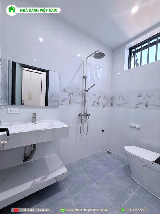 Mẫu Nhà cấp 4 sân vườn đẹp 8x22m 3 phòng Ngủ NCB-202501 158 Chi tiết hoàn thiện phòng WC - view 2