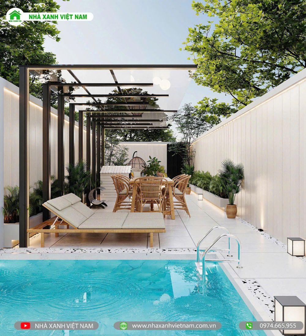 Mẫu Nhà 2 Tầng Hiện Đại Đẹp 4x20m tại Biên Hòa - NP2T-NX-9 33 3D sân sau và hồ bơi - view 2